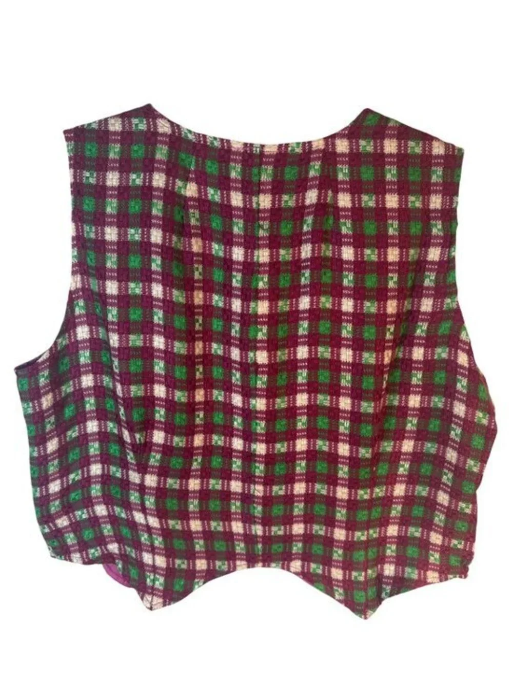 New Saint Geraldine Medium Plaid Button-Up Vest With Satin Lining